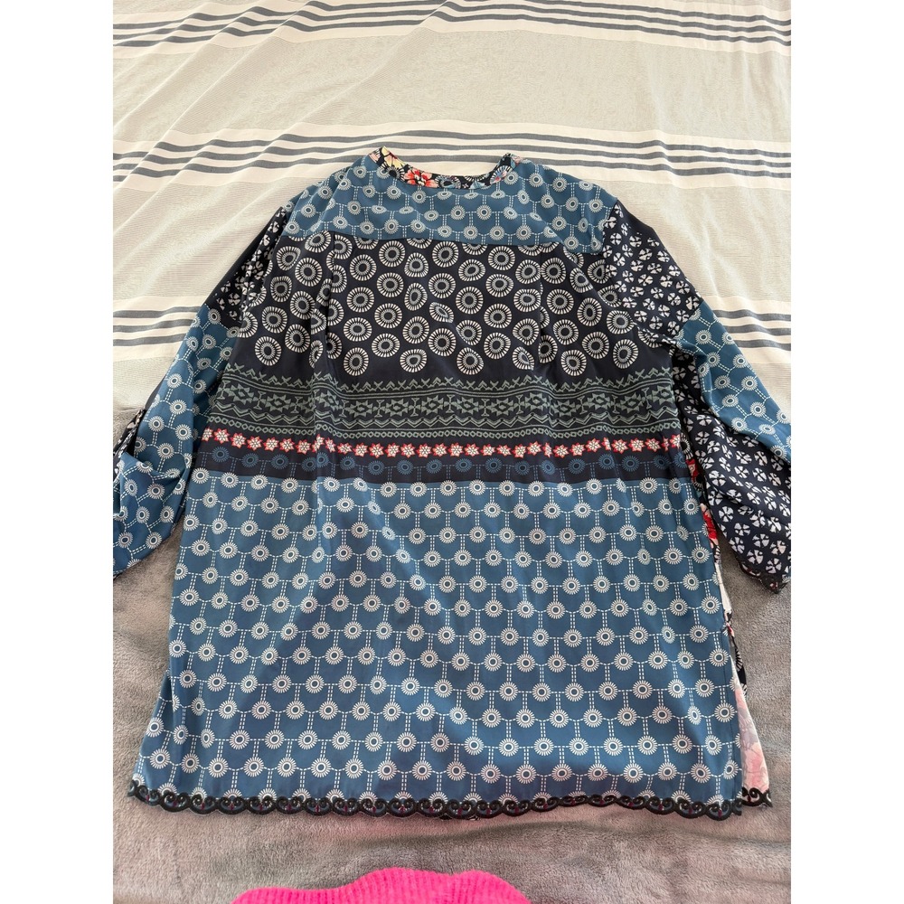 John Mark Women Mixed Print Patchwork Button Fron… - image 6